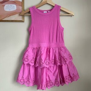 Gap Kids Bright Pink Sleeveless Eyelet Tiered Dress for Girls